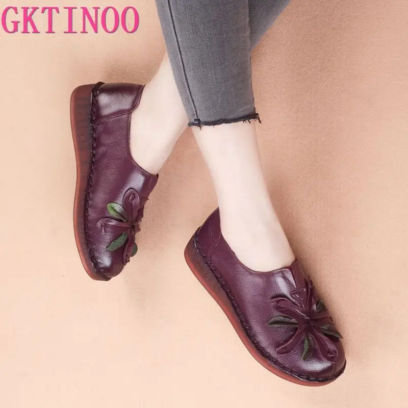 Женская обувь ручной работы GKTINOO весенне-Осенняя из натуральной кожи кожаные