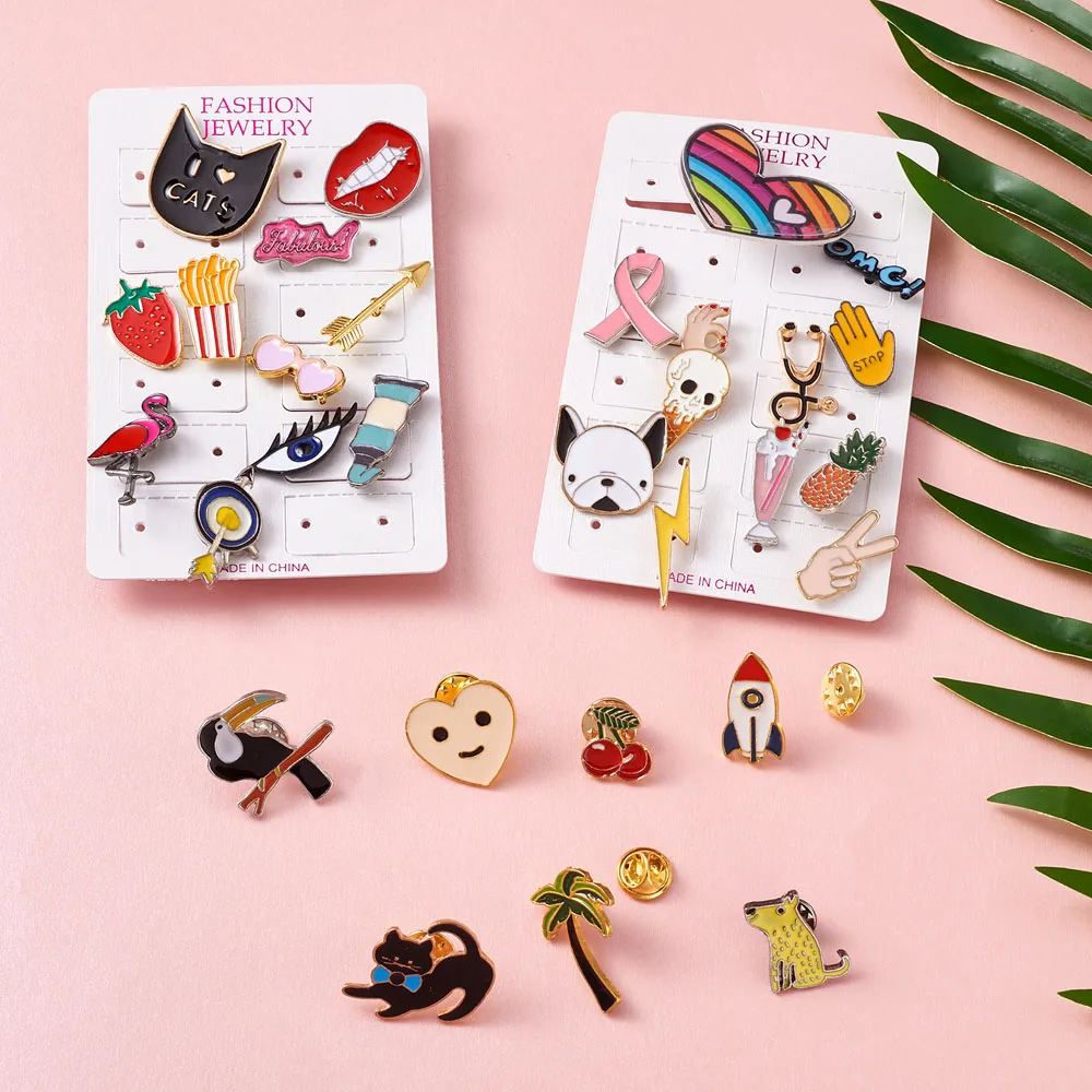 

pandahall Mix Enamel Pins Set Cute Cats Heart Fruit Alloy Enamel Brooches Backpack Badges Lapel Pin for Fashion Jewelry DIY Gift