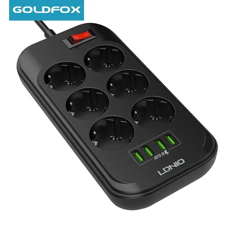 

Блок питания LDNIO с 6 розетками и 4 USB-портами, 2500 Вт, а