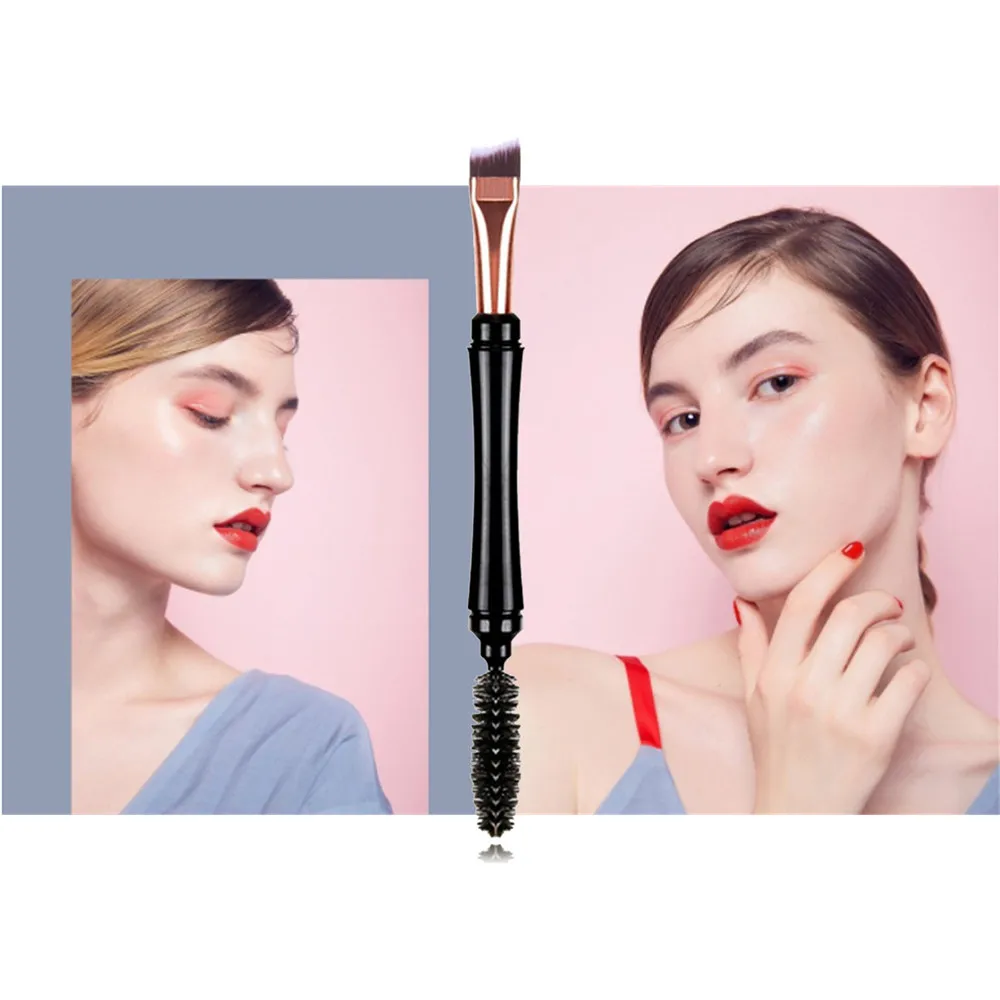 Профессиональный 1 шт. двойной головкой макияж кисть для бровей гребень тени глаз