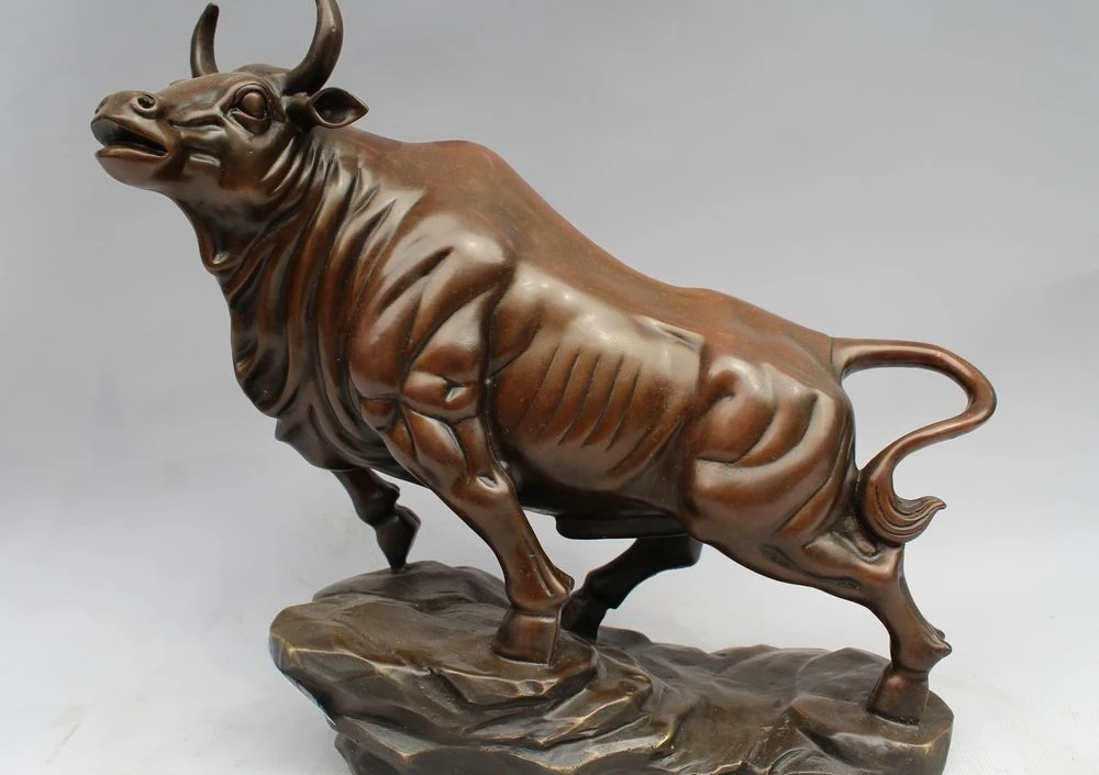 Китайское искусство медная бронзовая скульптура животное быка коровы статуэтка