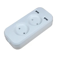 2019 new design 2 socket european 5v 2a usb extension socket lle 01 white color