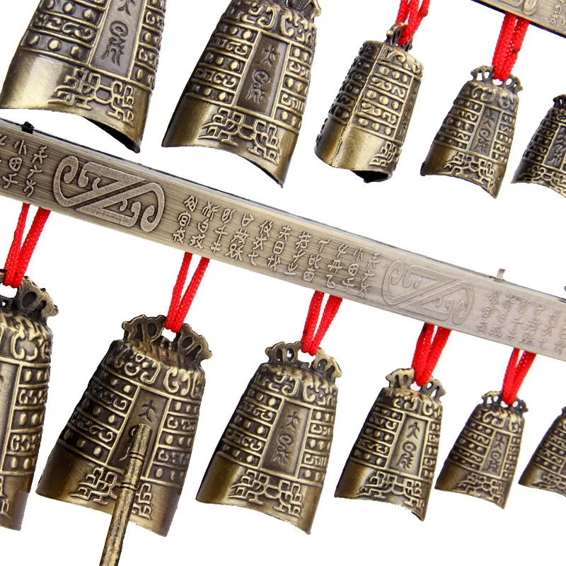 

Chinese Alloy Playing Musical Instrument Antique Double Layer Chime Model Decoration Crafts Wedding Film and Television Props
