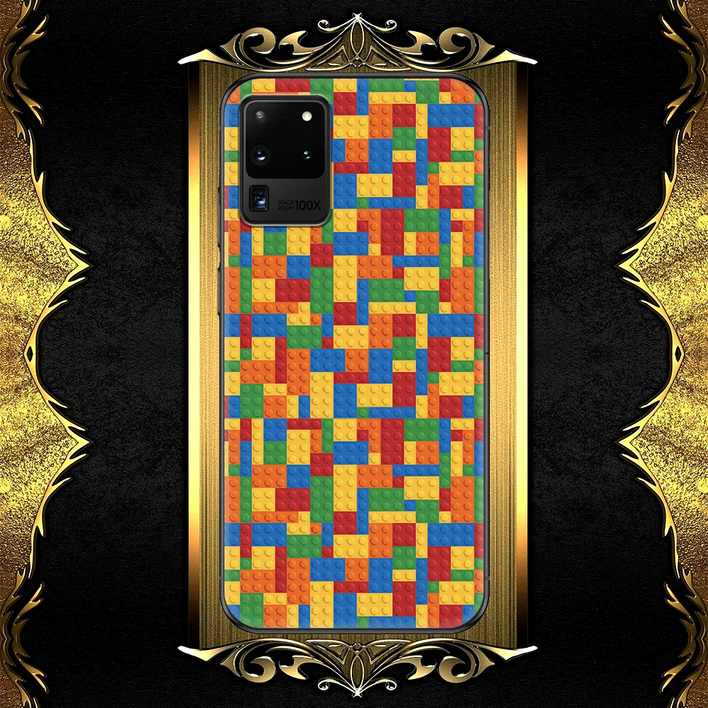 

LEGOS Toy Phone Case For Samsung Galaxy S 6 7 8 9 10 E 20 UITRA FE 21 Edge Note 8 9 10 Plus black Shell Pretty Bumper Trend Etui