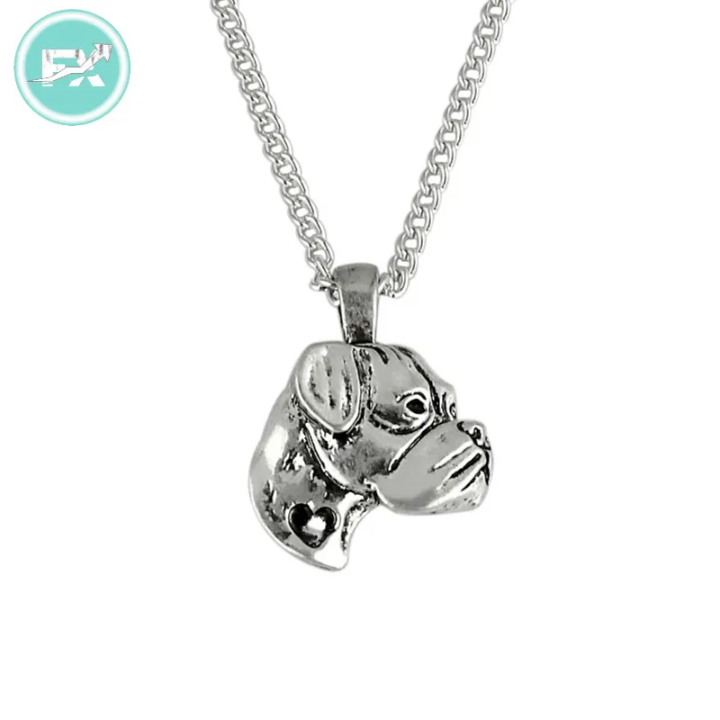 

G.SKY (Buy One Get One More for Free) Dog Necklace Handmade Boxer Necklace Embossed Pendant Jewelry Golden Colors Plated