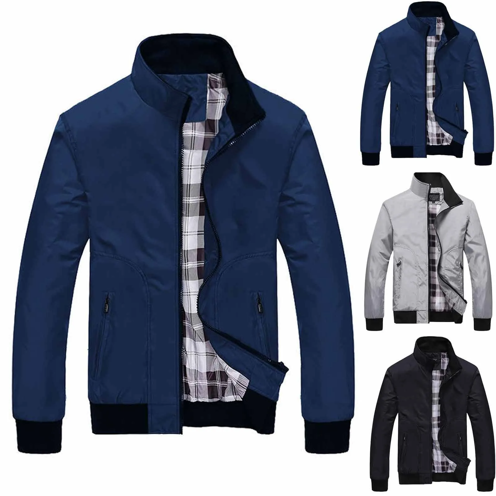 

Men's Jackets Autumn Winter Casual Zipper Pure Color Cashmere Thickening Jacket men clothing fashion jacket men