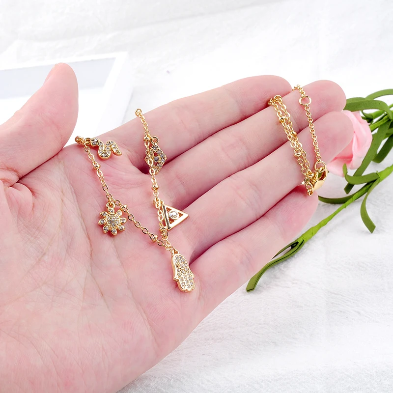 Изысканный кристалл геометрический ручной треугольник солнце ромб змея кулон