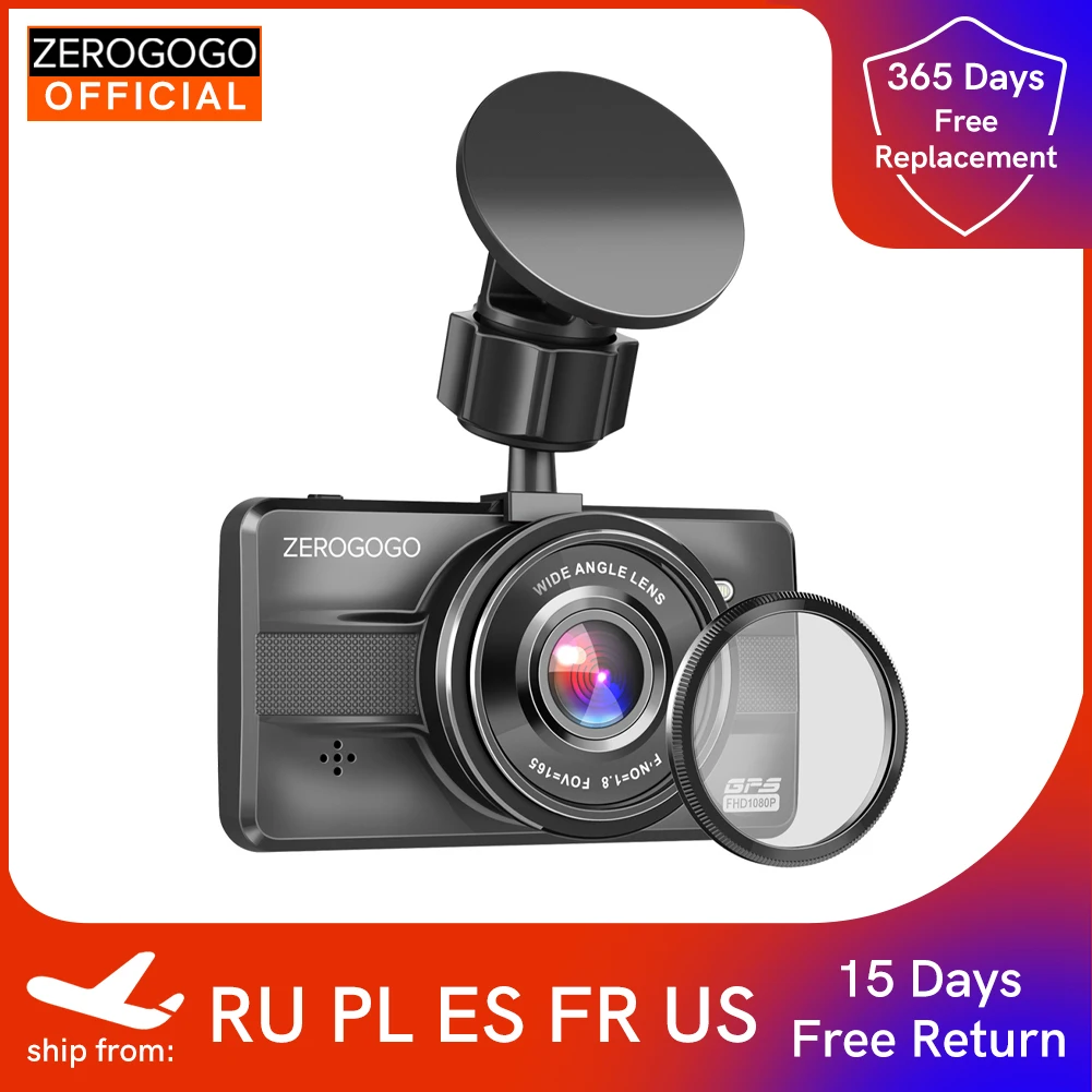 ZEROGOGO Автомобильный видеорегистратор с GPS Full HD 1080P ночным видением парковочный