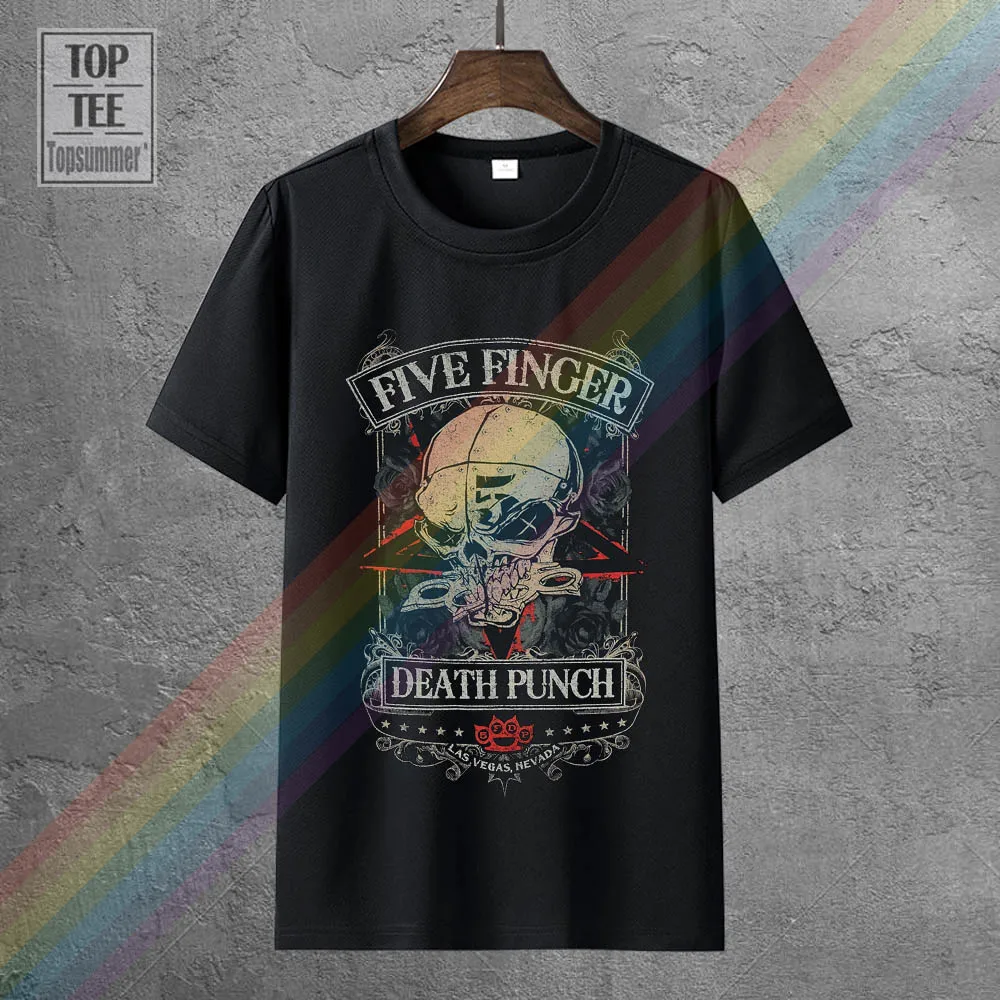 

Women'S Tee Five Finger Death Punch " Las Vegas " Girls Juniors Black T Shirt New Official Crazy Women Shirt
