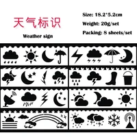 8pc weather sign stencils child painting stencil diy scrapbooking album decorative accessories template drawing