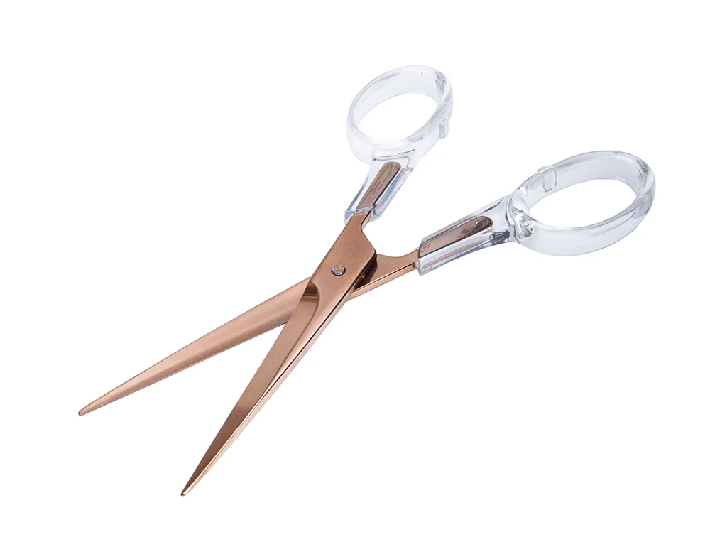 rose gold162mm Акриловые ножницы канцелярские офисные прозрачные металлические ножницы - Цвет: rose gold162mm