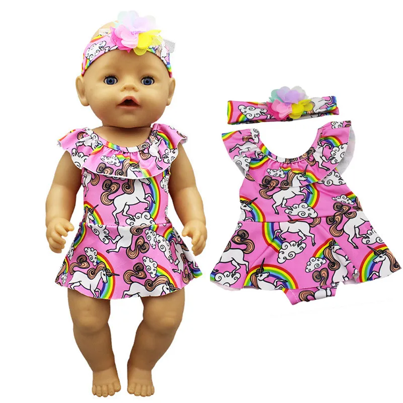 

Baby Doll Swimsuit Summer Clothes for 43cm Born Baby Doll Clothes Swim 18 Inches Doll Bikini Girl Gifts Barbie Accessories