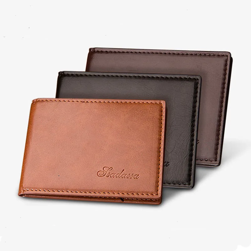 Бумажник KUDIAN BEAR короткий мужской винтажный кредитный минималистичный тонкий из