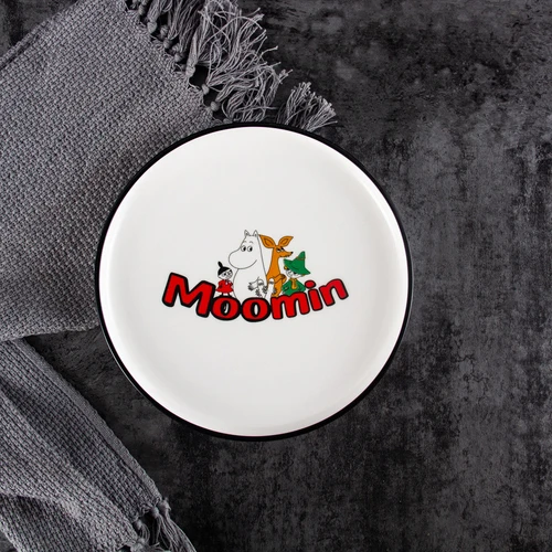 G 1PCS Скандинавский стиль Moomin 8 дюймов стейк керамическая тарелка рисовая чаша ложка Amy Shili мультфильм керамическая детская посуда - Цвет: G 1PCS