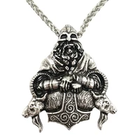 odin thor hammer mjolnir double goats amulet pendant viking necklace talisman jewelry