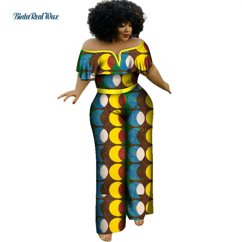 Летний хлопковый комбинезон с v образным вырезом Африканский Воск для печати