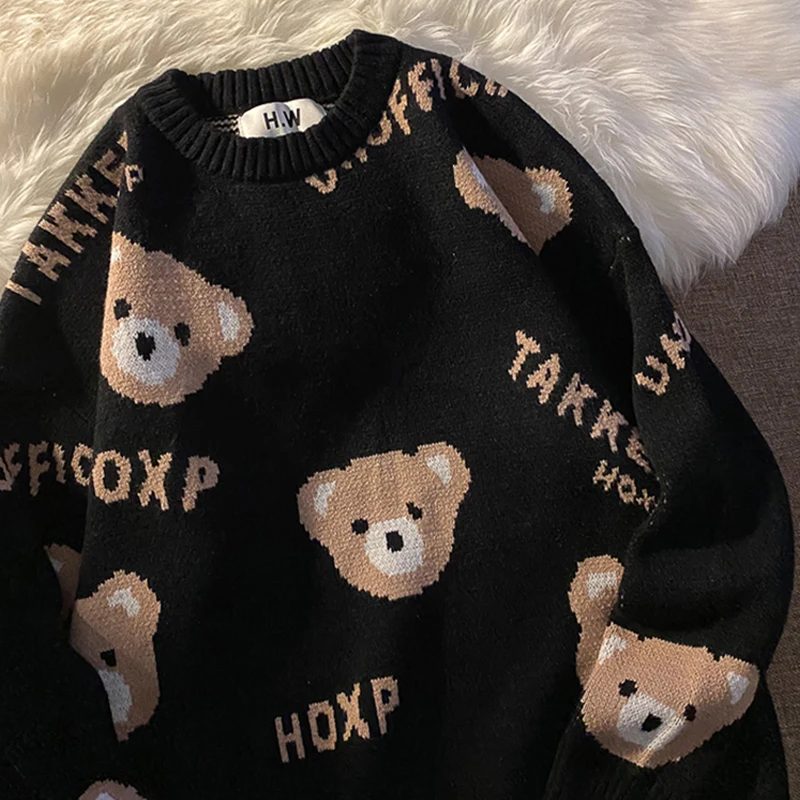 Женские свитера пуловер оверсайз кавайное пальто с медведем куртка трикотажные