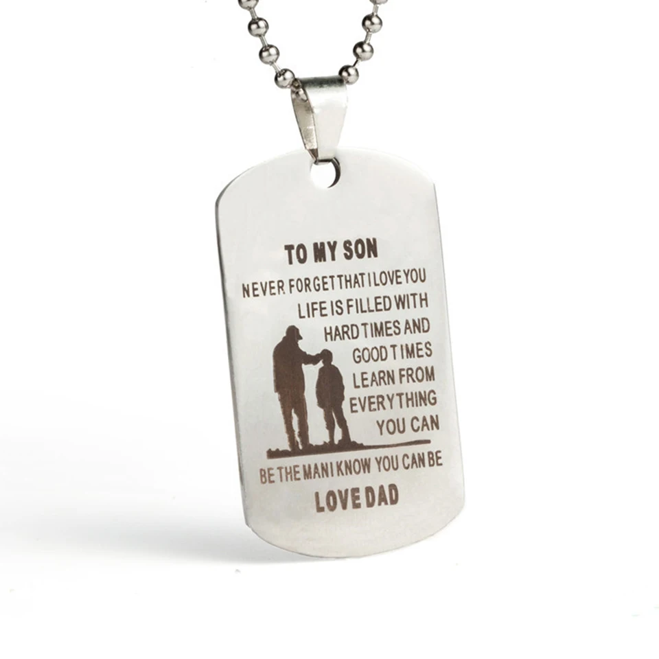 Модные бирки для собак подвеска Папа сын ожерелье из нержавеющей стали мужчин