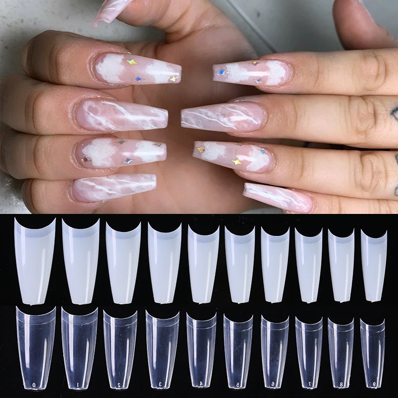 

500pcs/Bag False Nail Art French Tips Natural Transparent False Nails Tips Acrylic UV Gel Nail Polish