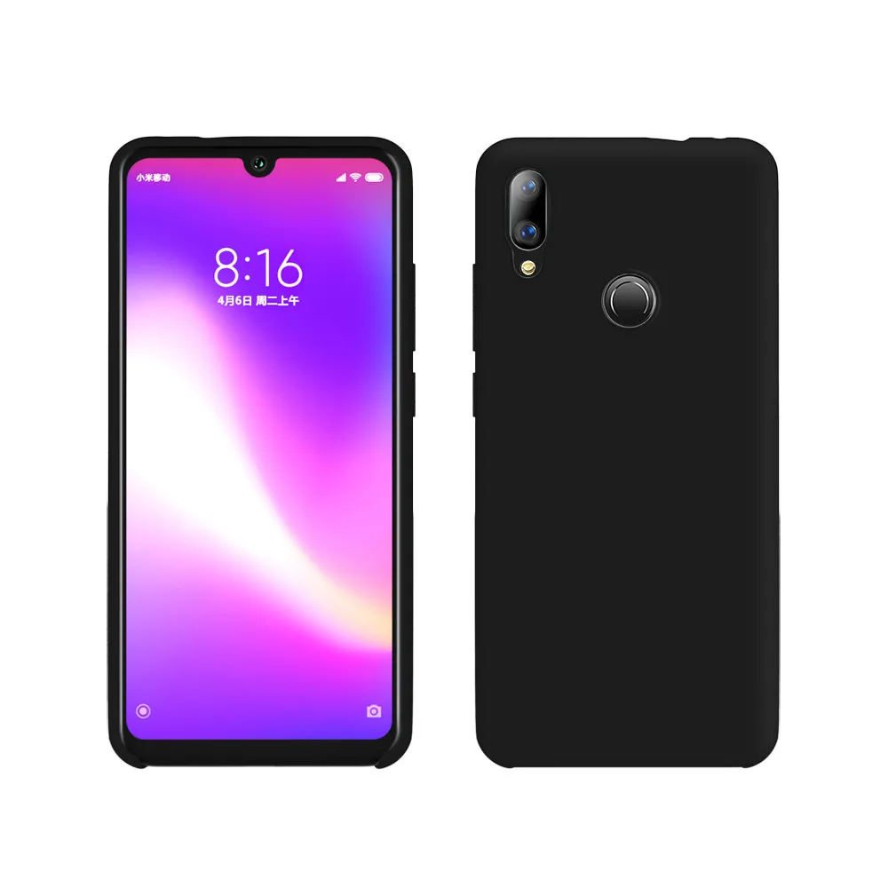 Черный Для Redmi Note 7 Чехол Мягкий Жидкий силиконовый защитный чехол для Xiaomi для Redmi Note 5 6 7 8 Pro K20 6A 7A чехол - Цвет: Черный