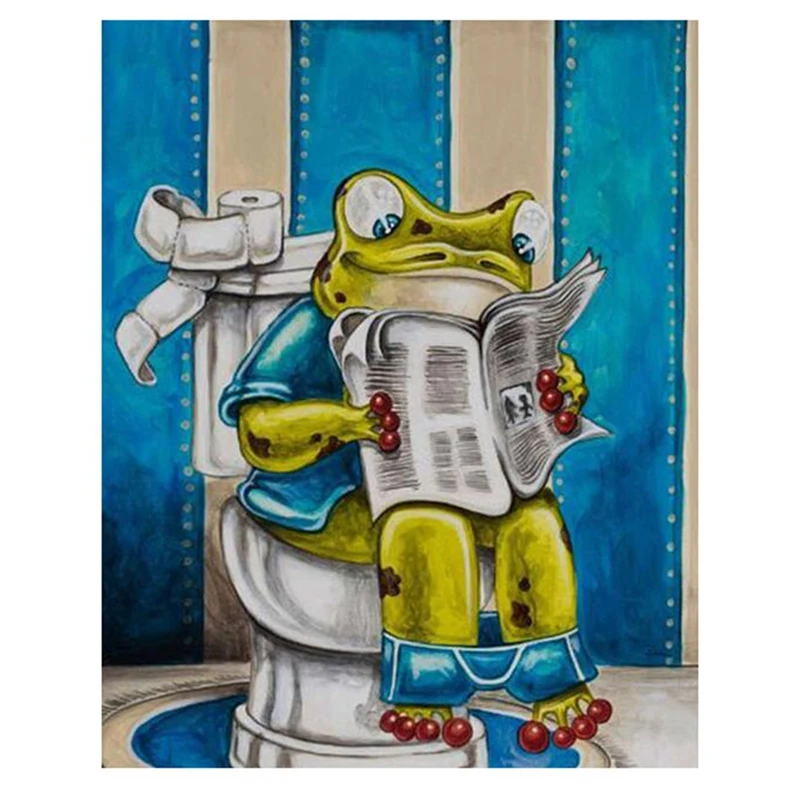 

Алмазная живопись «сделай сам», лягушка, чтение, газета, вышивка крестиком, мозаика, алмазная вышивка, полностью Алмазная круглая Алмазная в...