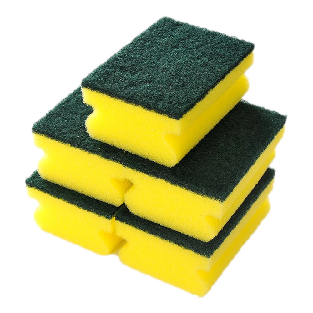 

5pcs Kitchen Oil Remove Home Washing Water Absorb Reusable Scouring Soft Double Sided Cleaning Sponge