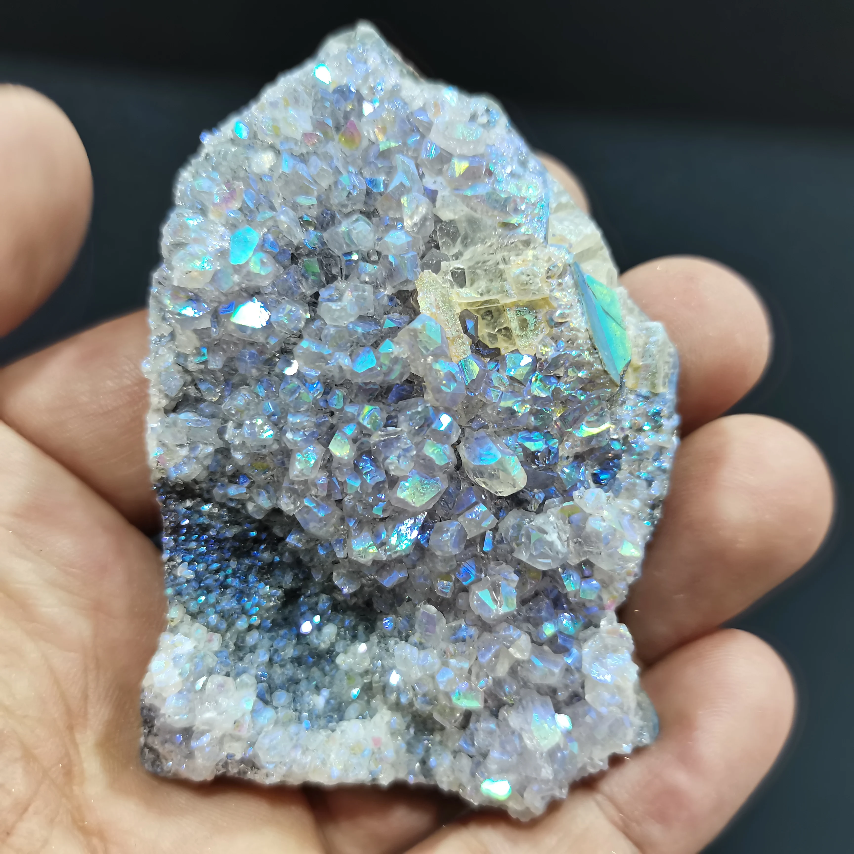 

Beautiful 1PC Natural Amethyst Cluster Aura Crystal Electroplating Titanium Quartz Cluster Stone Healing Natural Quartz Crystal