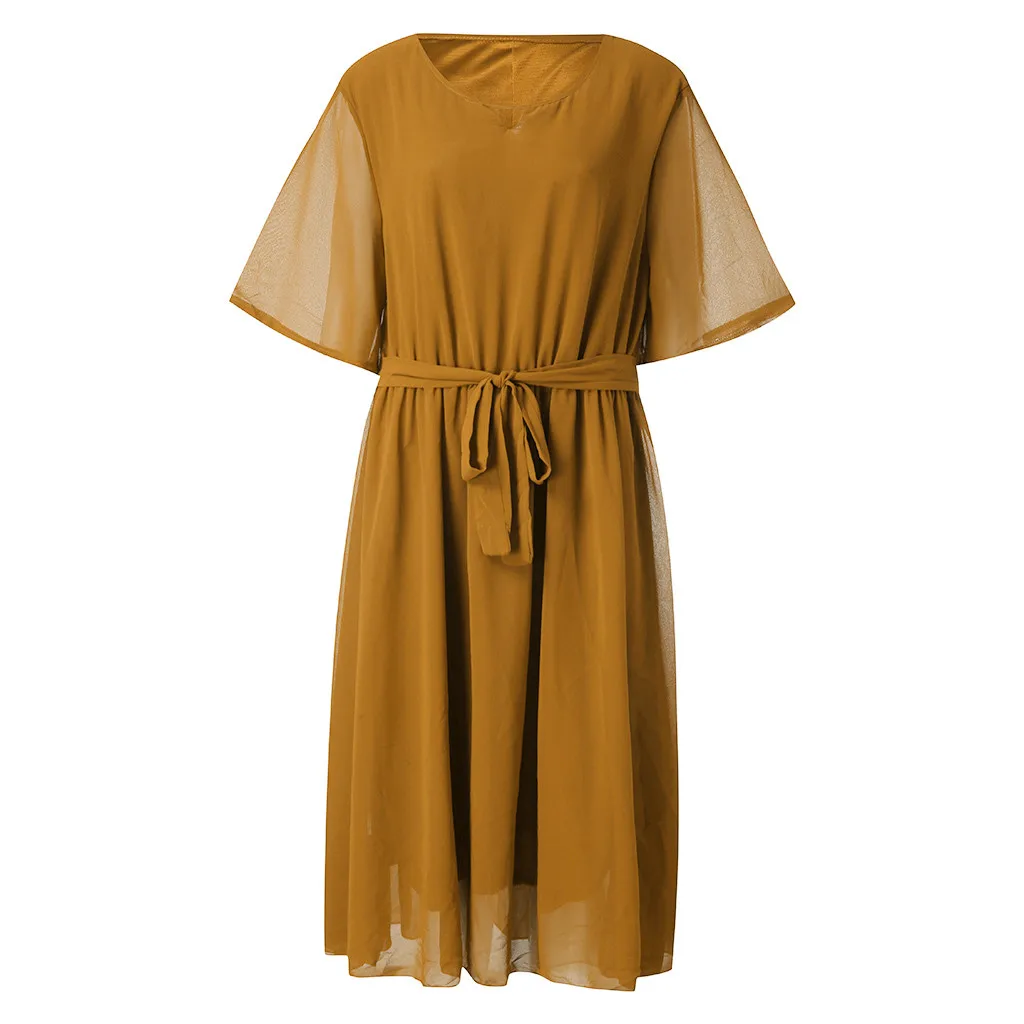 SAGACE Ladies Plus Size Half Sleeve Dresses Chiffon Loose Dress Party Fashion Summer Knee-Length New Arrival | Женская одежда