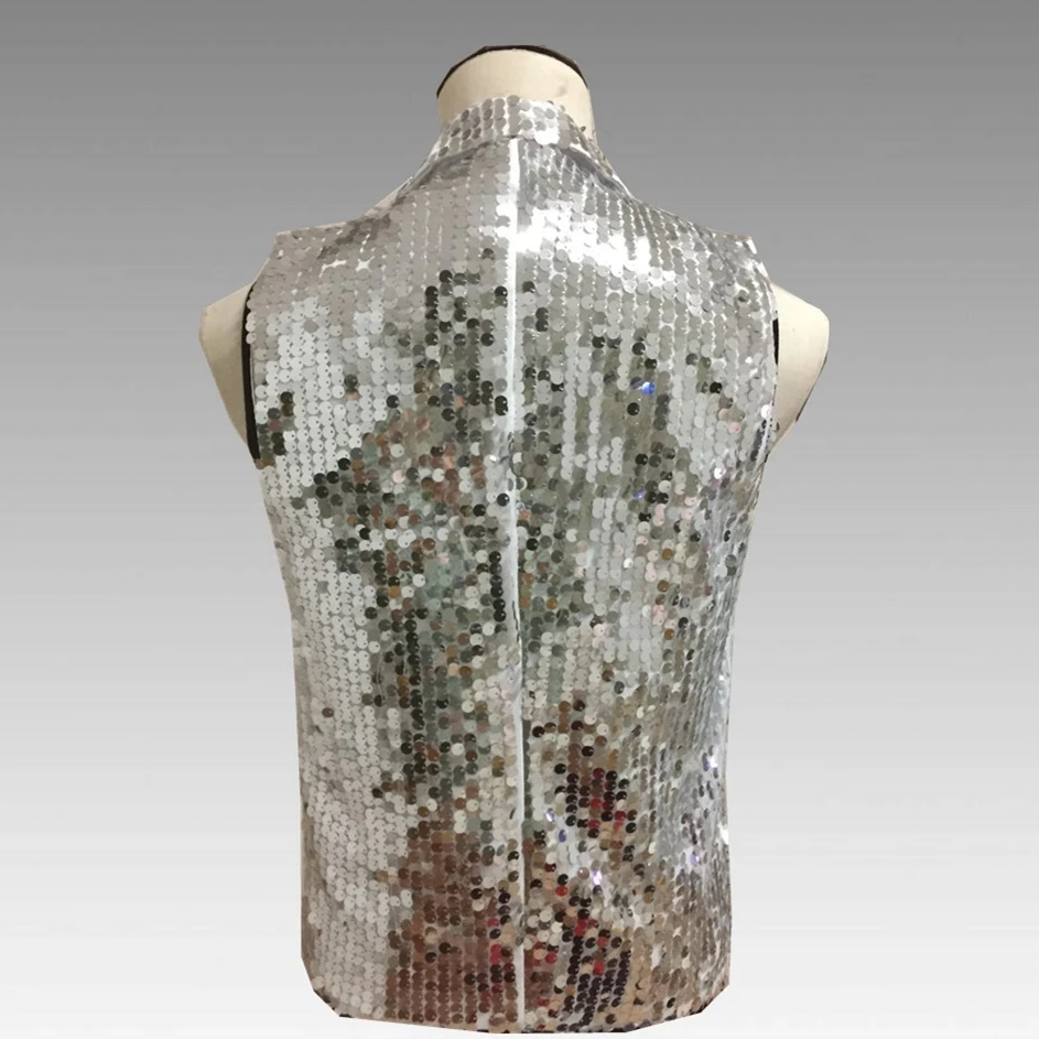 

Shawl Collar Black Gold Silver Sequin Vest Men Stylish DJ Bar Night Club Mens Suit Vest Shiny Glitter chalecos para hombre Q576