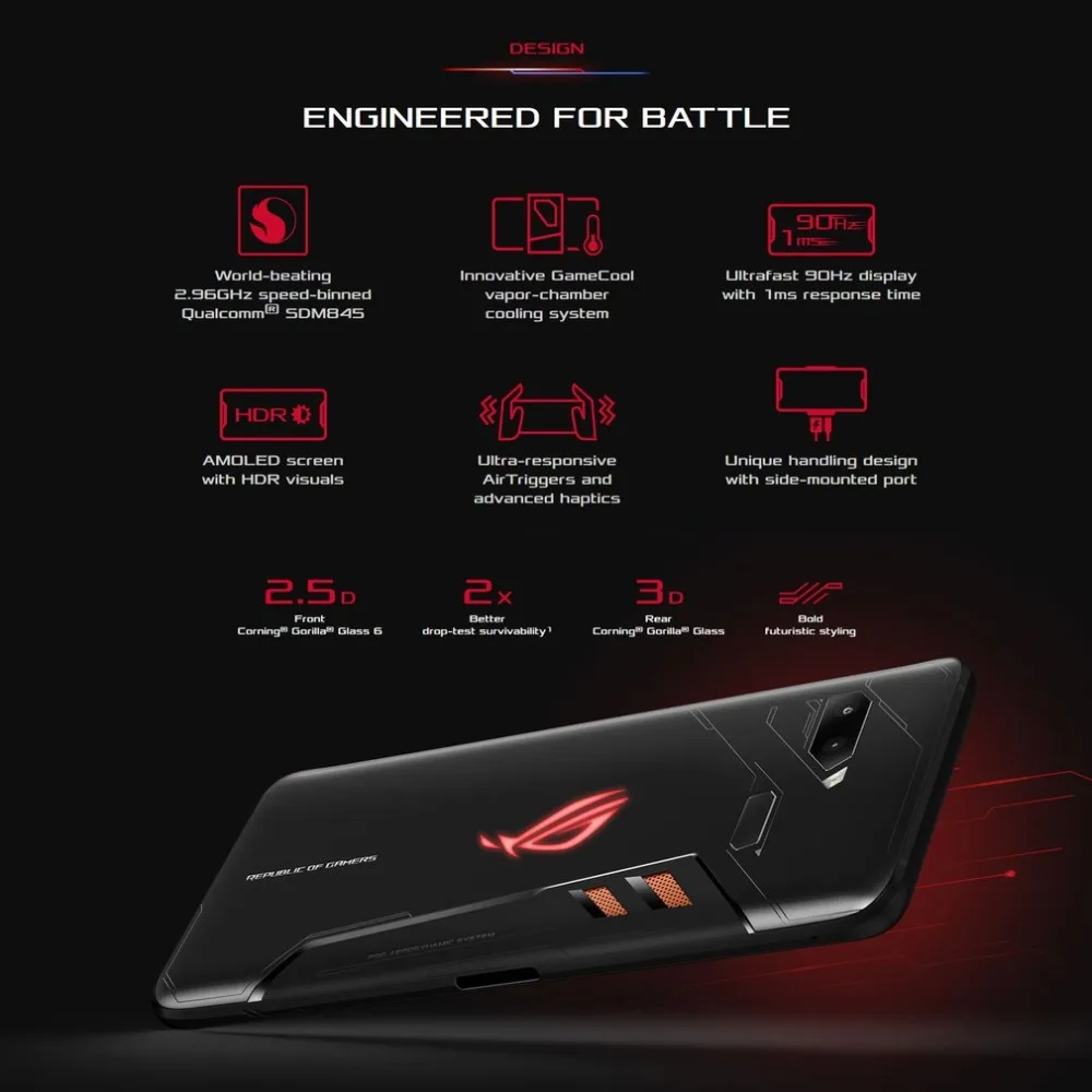 ASUS игровой телефон ROG Phone ZS600KL 6 дюймов Bluetooth 5,0 2160*1080 Мобильный телефон Смартфон