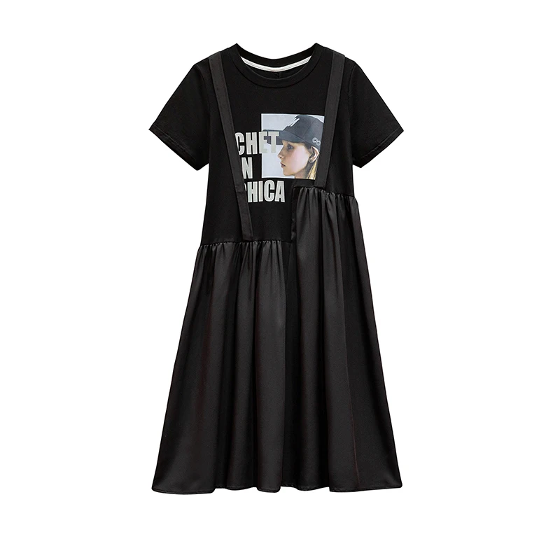 

EHQAXIN 2021 Summer Plus Size Women's Dress Fashion Character Pattern All-Match Strap Irregular Splicing Dresses For LadiesL-4XL