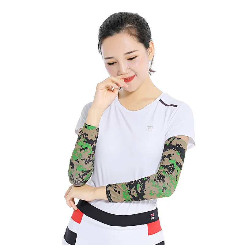 

1 Pair Outdoor Cycling Sleeve Cooling UV Ice Fabric Running Camping Arm Cover Volleyball Arm Compression Sleeve