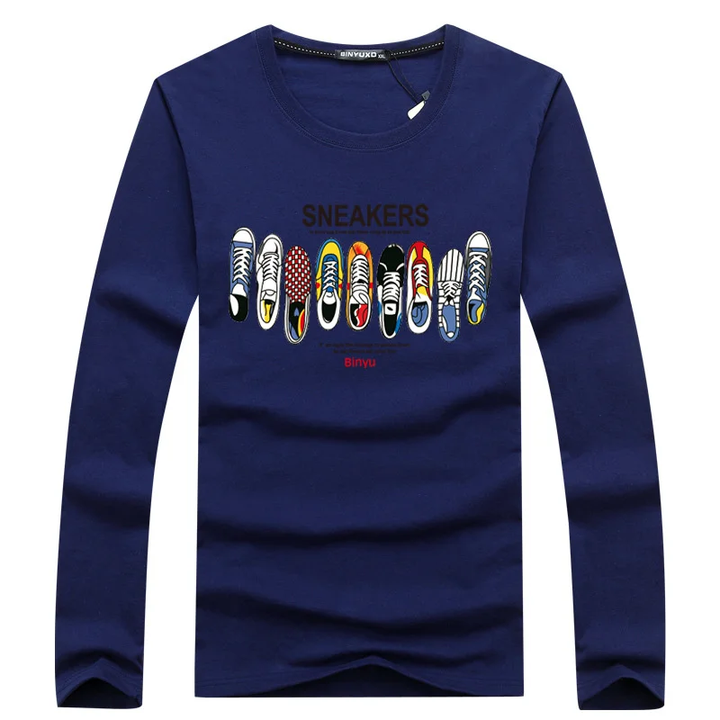 Мужская футболка SWENEARO брендовая осенне зимняя хлопковая с длинным рукавом