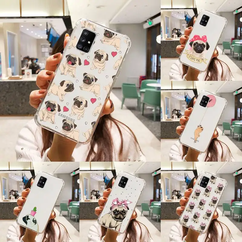 

Pug Dog Phone Case Transparent For Samsung S 10 9 20 11 7 8 21 6 P Edge PLUS ULTRA 4G 5G