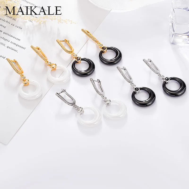 Женские керамические серьги MAIKALE большие круглые серьги-капельки