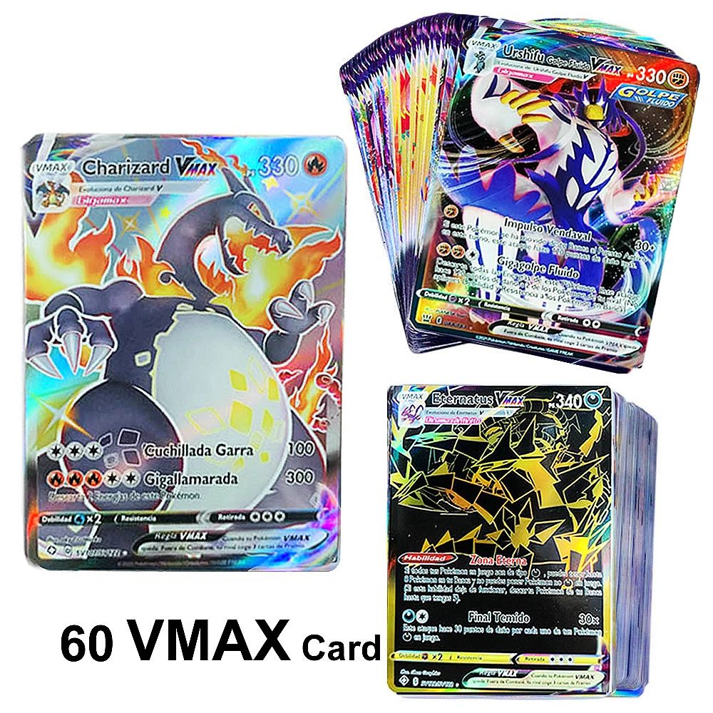 

10-60pcs Spanish Pokemon Vmax Shining Card Box Spain Pokémon Pikachu Trading Battle Game Card Playing Booster Box Kids Toys Gift