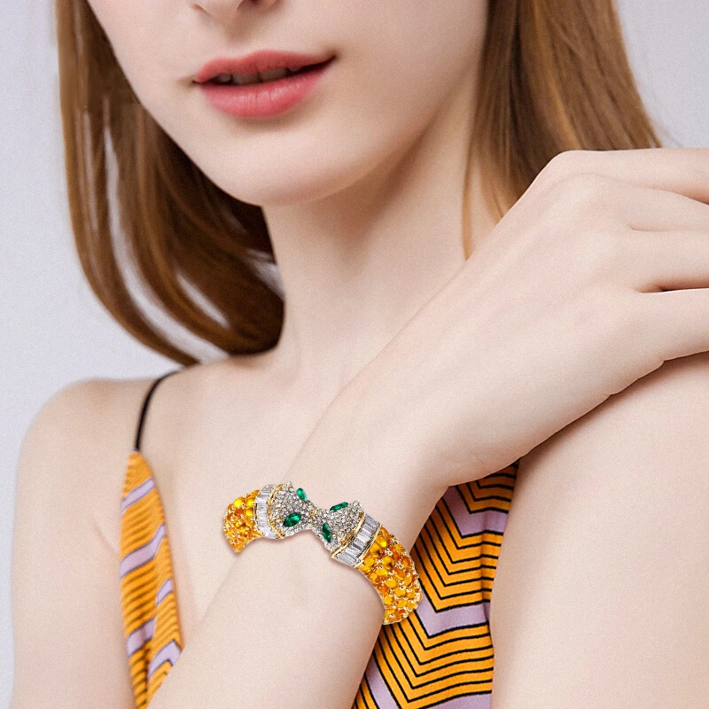 Женские браслеты-Пантеры леопардовые браслеты с кристаллами и животными