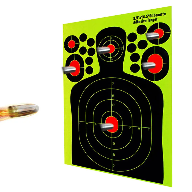 

Hunting Shooting Targets 10pcs Silhouette Sticker Targets 9.5"*14.5" Adhesive "Stick & Splatter" Reactive Man Silhouette