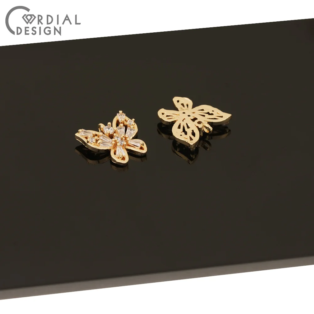 

Cordial Design 20Pcs 14*15MM Jewelry Accessories/Hand Made/CZ Charms/Butterfly/Genuine Gold Plating/Earring Findings/DIY Making