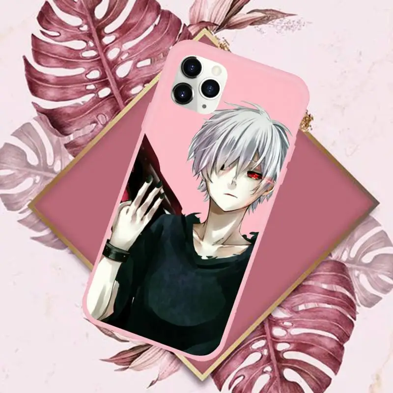

Tokyo Ghoul Trendy Anime Phone Case Pink Color for iPhone 11 12 Mini Pro MAX