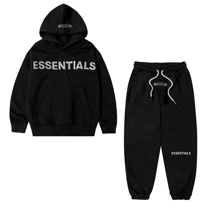 Sudadera con capucha para ni&ntilde;o y ni&ntilde;a, traje b&aacute;sico de algod&oacute;n reflectante de 3M, conjuntos de ropa para ni&ntilde;os, trajes activos de manga larga-1