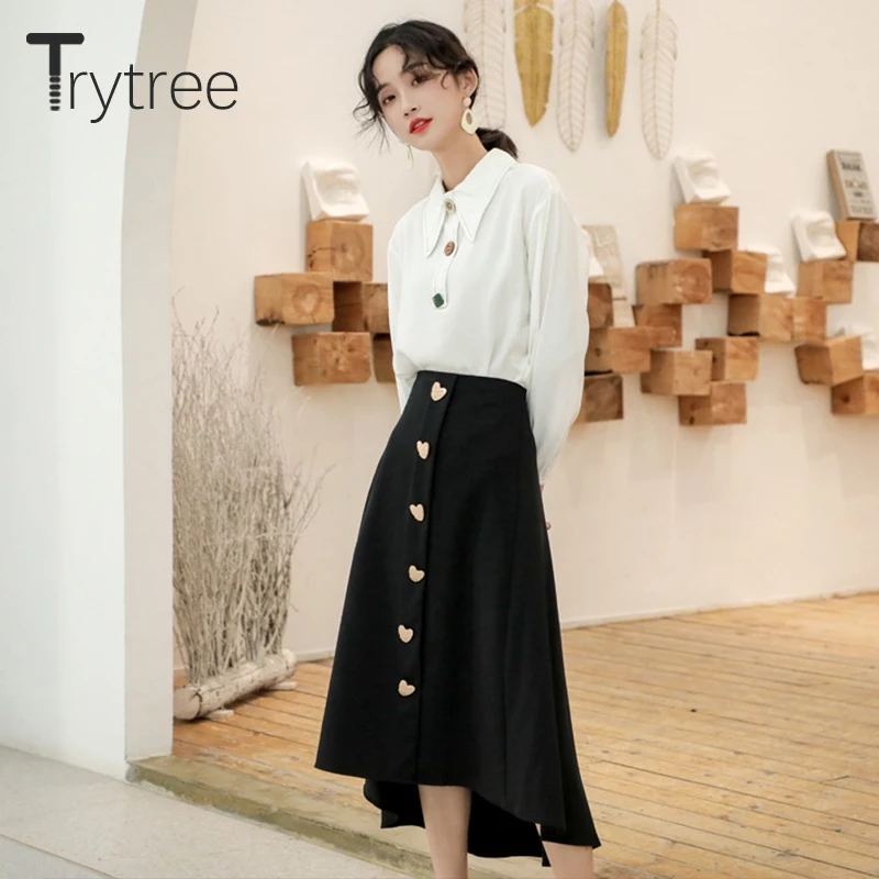 Осенне-зимний женский комплект из двух предметов Trytree 2020 повседневный топ с