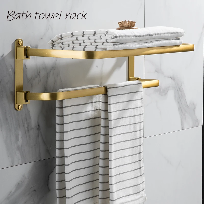 brushed gold bathroom toilet towel paper holder phone holder wall mount wc paper holder with shelf towel rack clothes hanger free global shipping