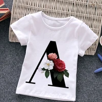 new summer style t shirt fashion alphabet girls tshirts harajuku retro girlstshirt flowers element nice round neck kids tshirt