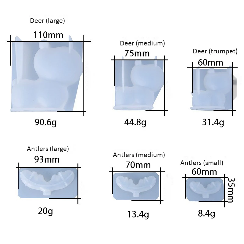 

3 Set/6 Pcs Ornaments Large,Medium and Small Elk with Horns Pendulum Diy Glue Mold Resin Silicone Mold Handmade Making