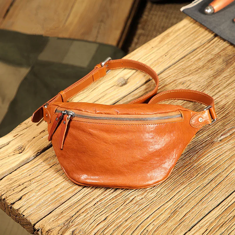 Simple casual high-quality natural real leather women's chest bag waist bag fashion all-match soft cowhide men's shoulder bag