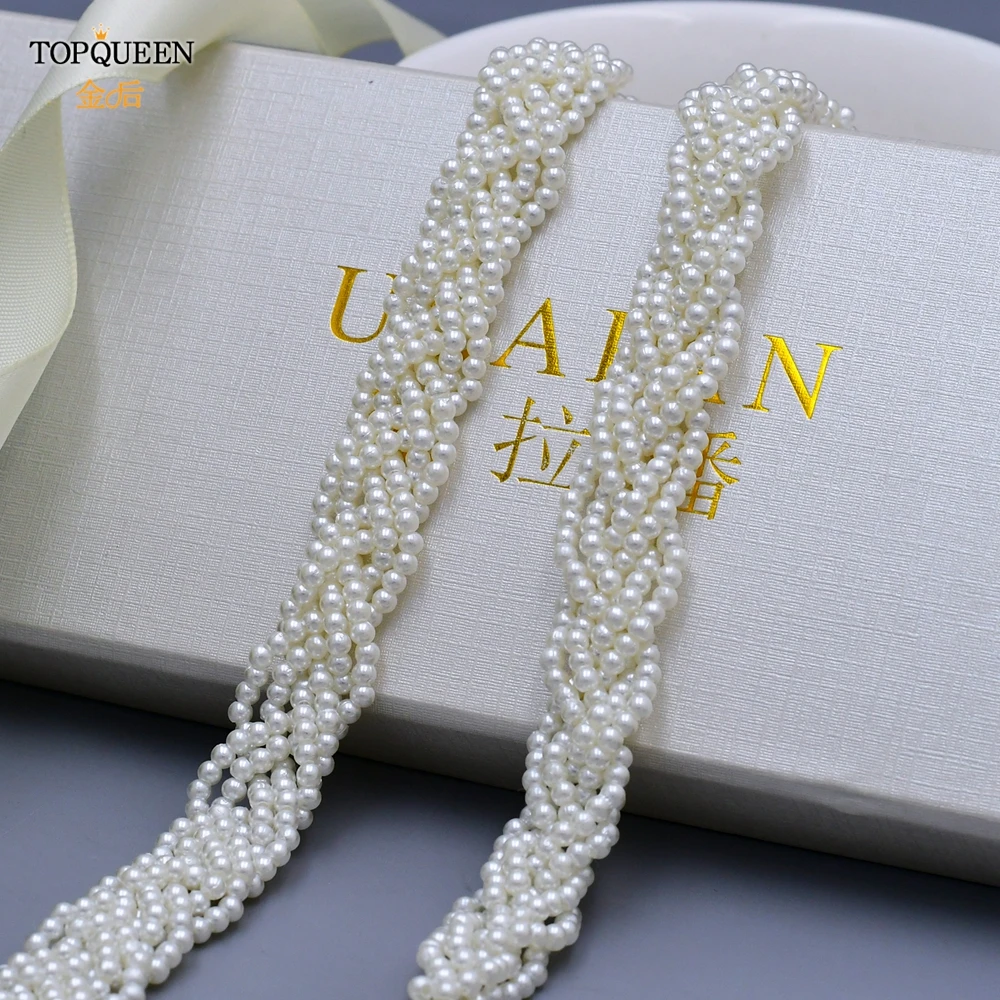 TOPQUEEN S262 Luxury Ivory Pearls Belt Simple Beaded Bridal Dresses Sash Wedding Accessories Women'S Gown Evening Jewel Belt images - 6