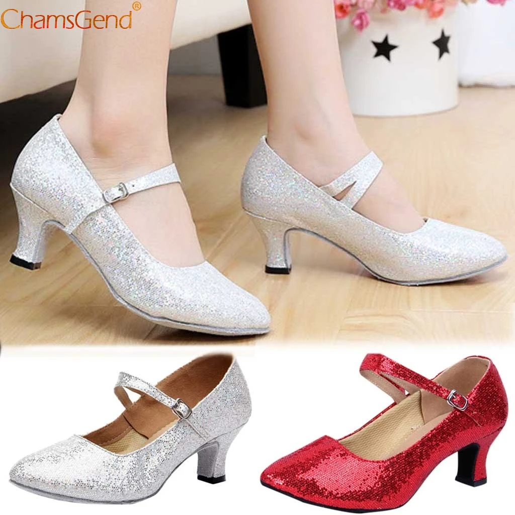 Обувь CHAMSGEND Кожаные блестящие туфли с закрытым носком для сальсы Цвет золотой