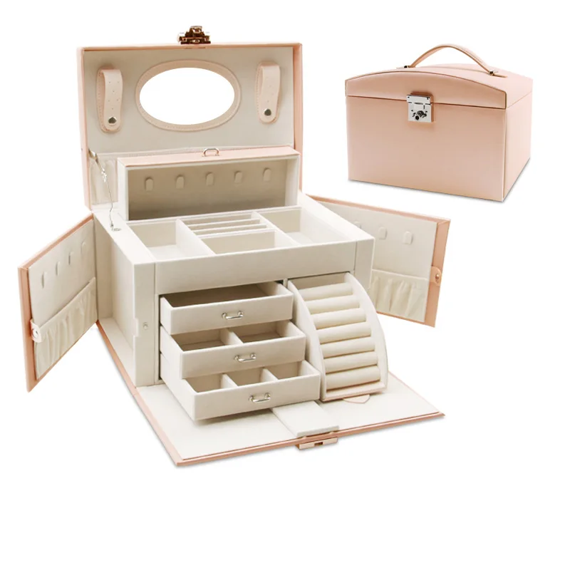

Jewelry Box Princess European Korea Earrings Necklace Jewelry Storage Box Children's Large-capacity Dressing Case Wedding Gifts