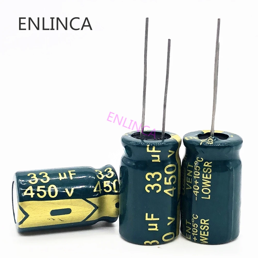 

12 шт./лот 450 в 33 мкФ высокочастотный низкоимпедансный 450v33мкф алюминиевый электролитический конденсатор Размер 13*20 20%